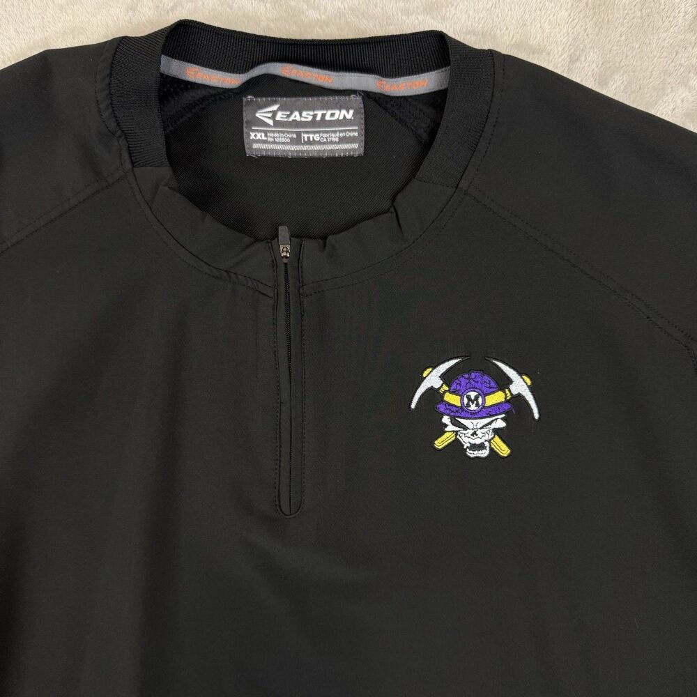 Easton XXL Black Performance 1/4 Zip Pullover Skull Miner Logo Polyester